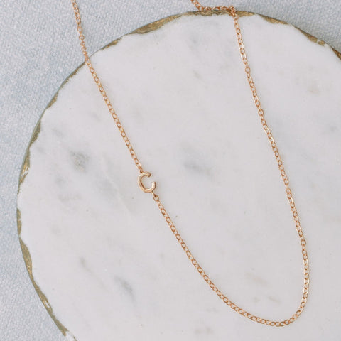 The Tiny Sideways Initial Necklace