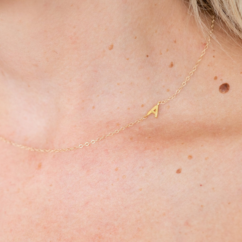 The Tiny Sideways Initial Necklace - Main Image